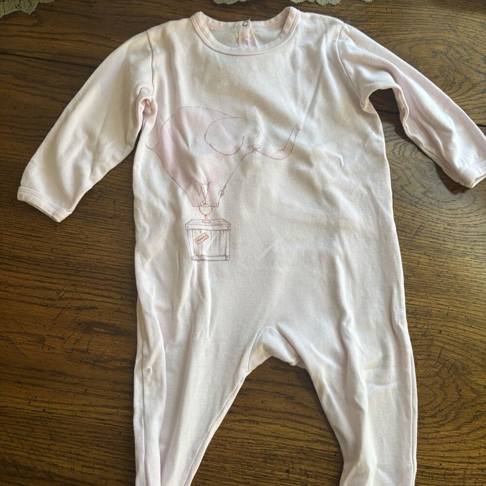 Petit Bateau Baby White Long Sleeve Bodysuit 18 Months‎ Cotton Circus Animals - Picture 8 of 11